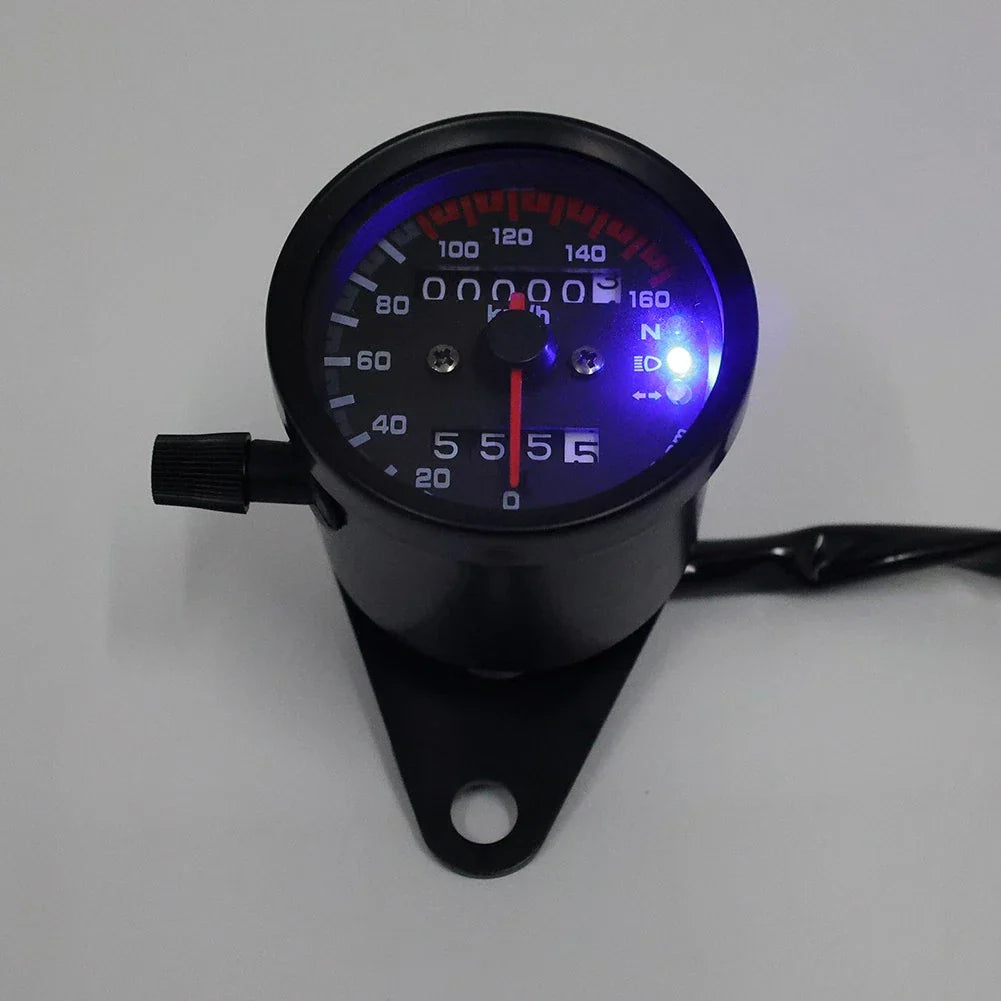 Mini Speedometer Odometer Gauge w/ Indicator Light for Motorcycle Universal (12V)
