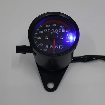 Mini Speedometer Odometer Gauge w/ Indicator Light for Motorcycle Universal (12V)