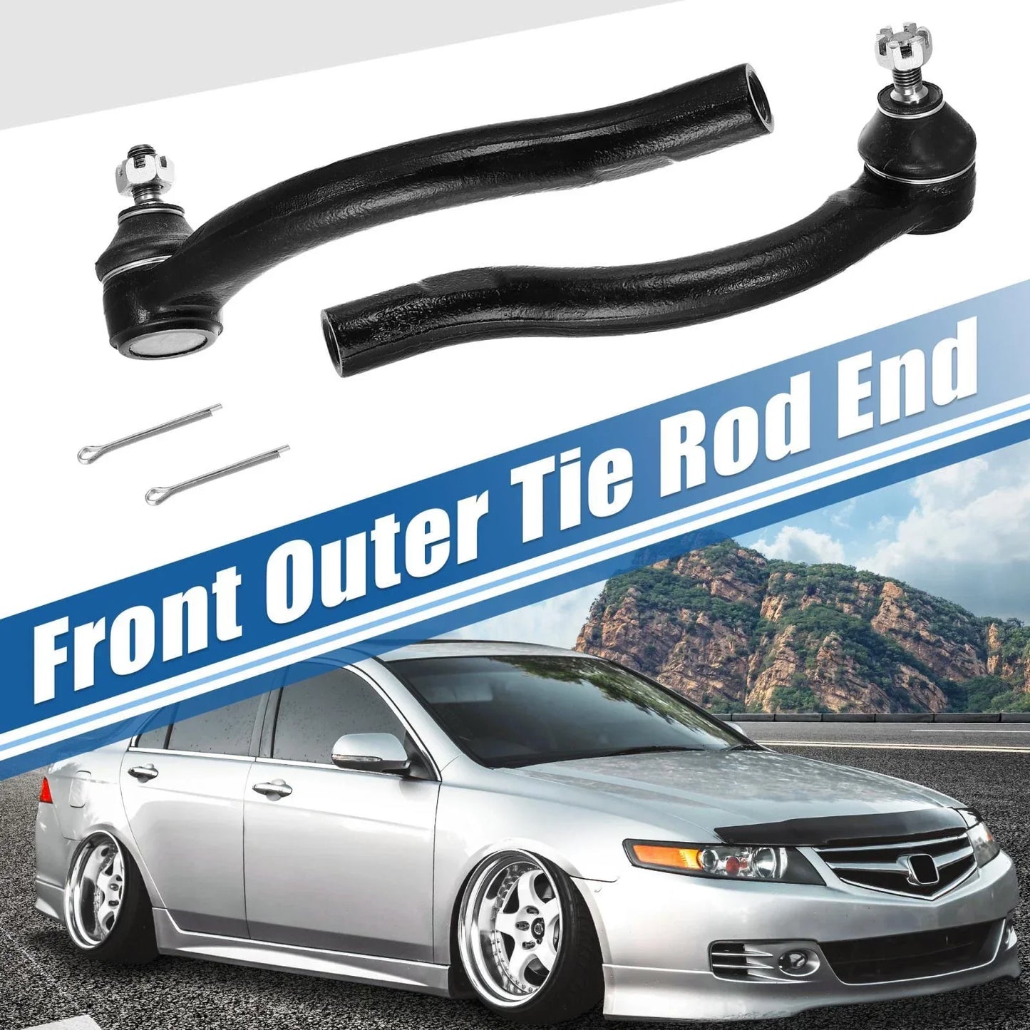 2 x Front Inner Outer Tie Rod End Links for Honda Acura TSX (2004-2008)