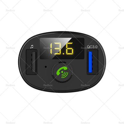 Wireless FM Transmitter Bluetooth 5.0 Car Kit with Dual USB Charger & MP3 Player