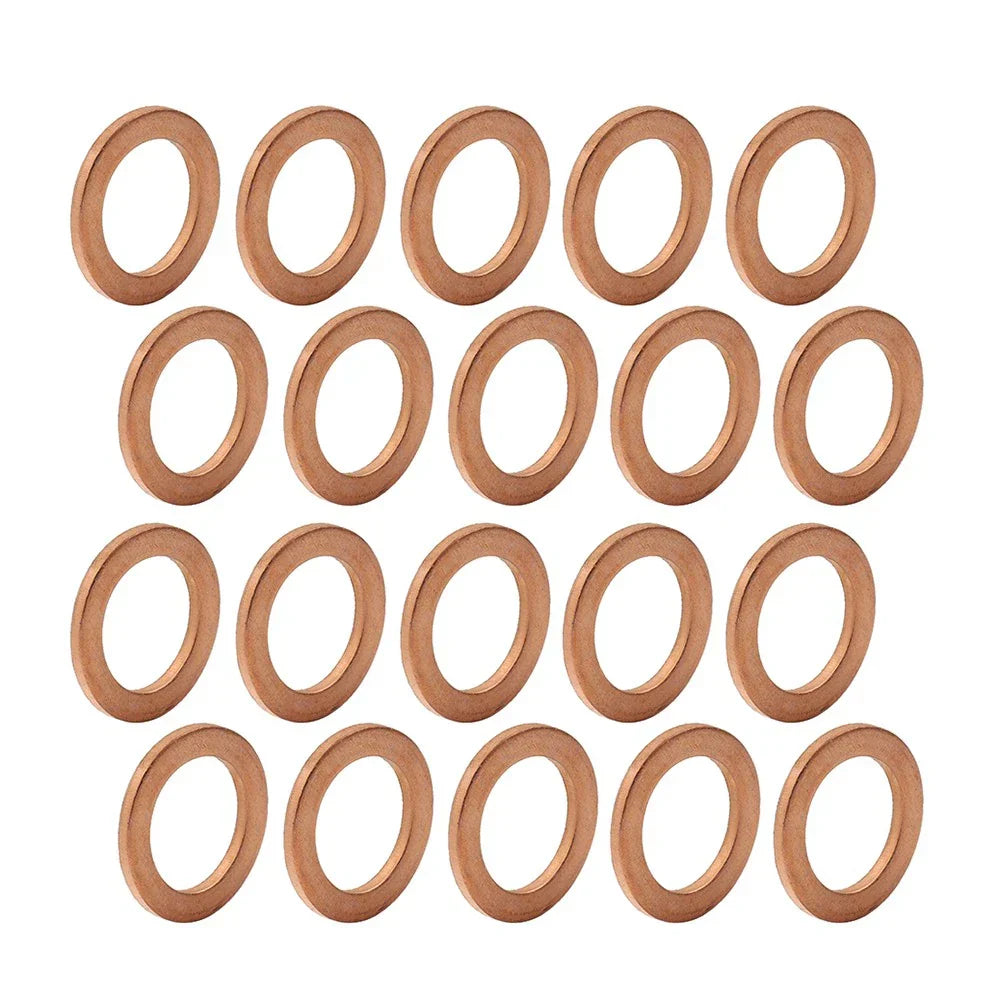 20 x M12*1.5 Copper Oil Drain Plug Gasket Washers for Universal Use