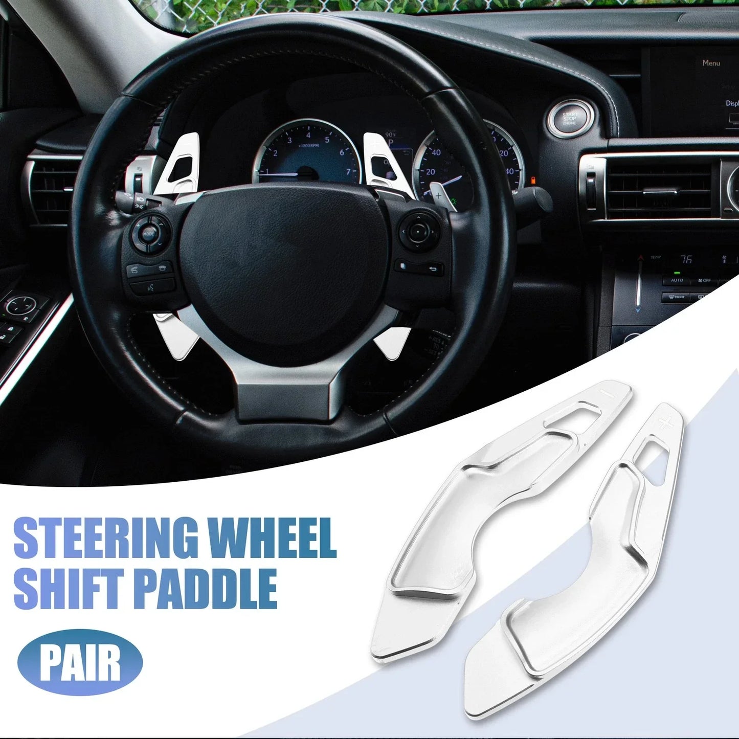 Silver Tone Steering Wheel Paddle Shifter Extension for Lexus IS350 IS250 IS300