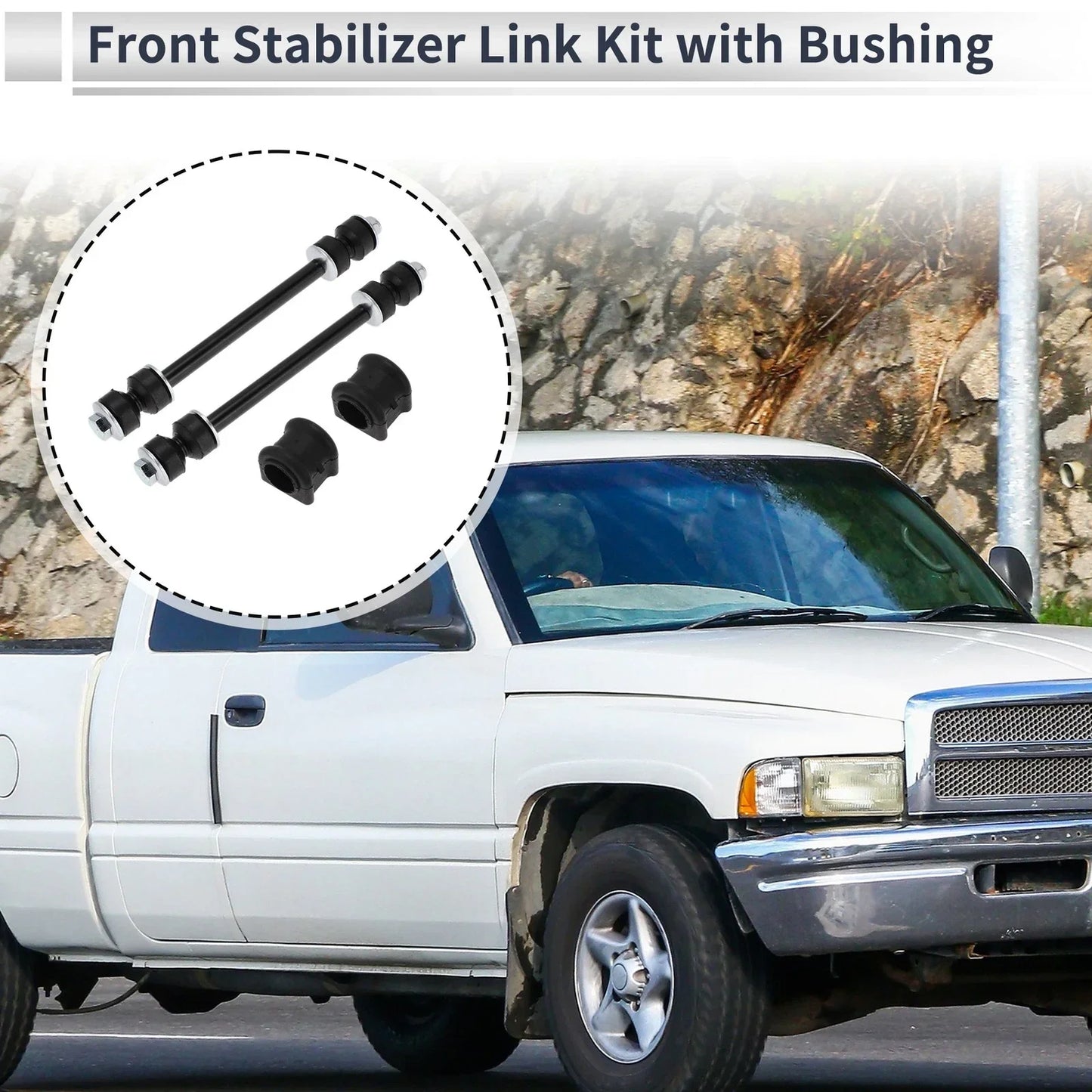 Front Stabilizer Bar Links 2 x Pcs Bushing for Dodge Ram 1500 (2002-2023)