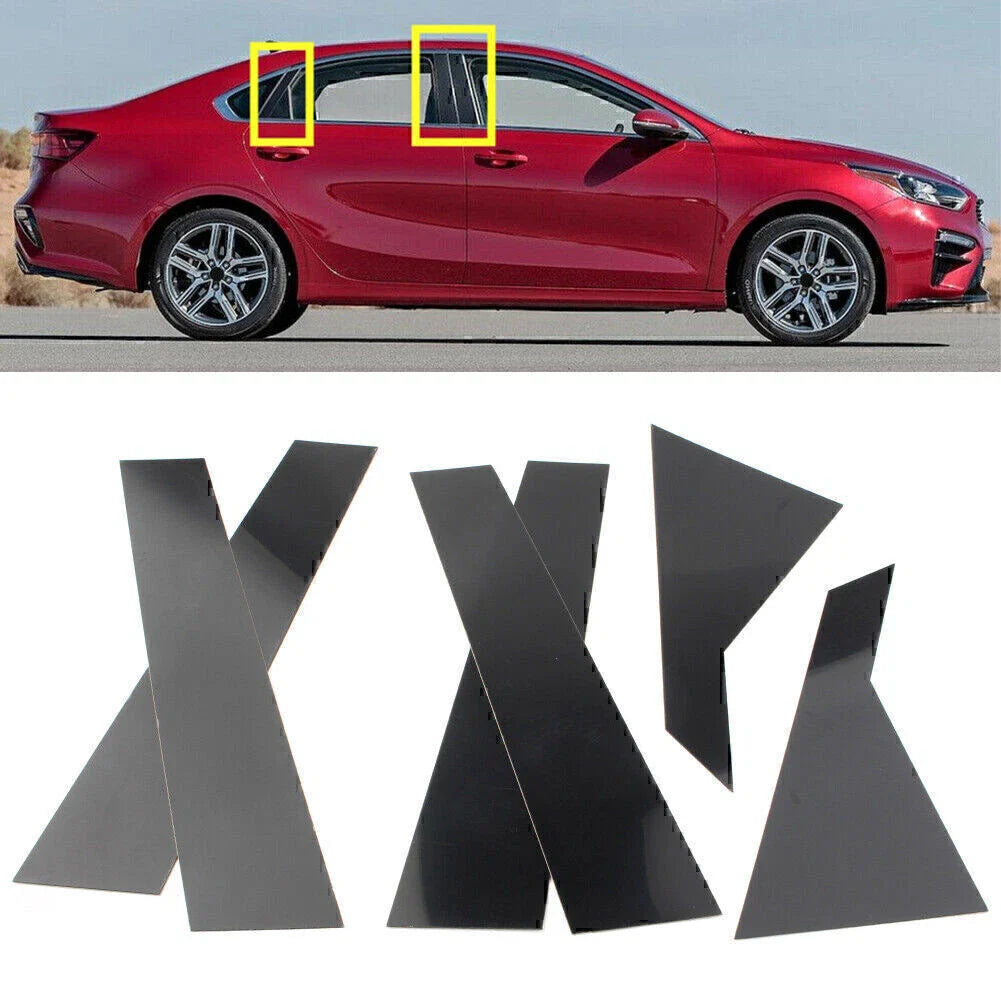 6 x Gloss Black Pillar Post Trim for Kia Forte (2019-2024)