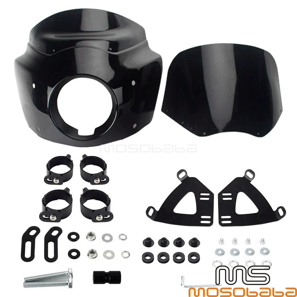 Front Headlight Fairing w/ Extension Blocks for Harley Motorcycle