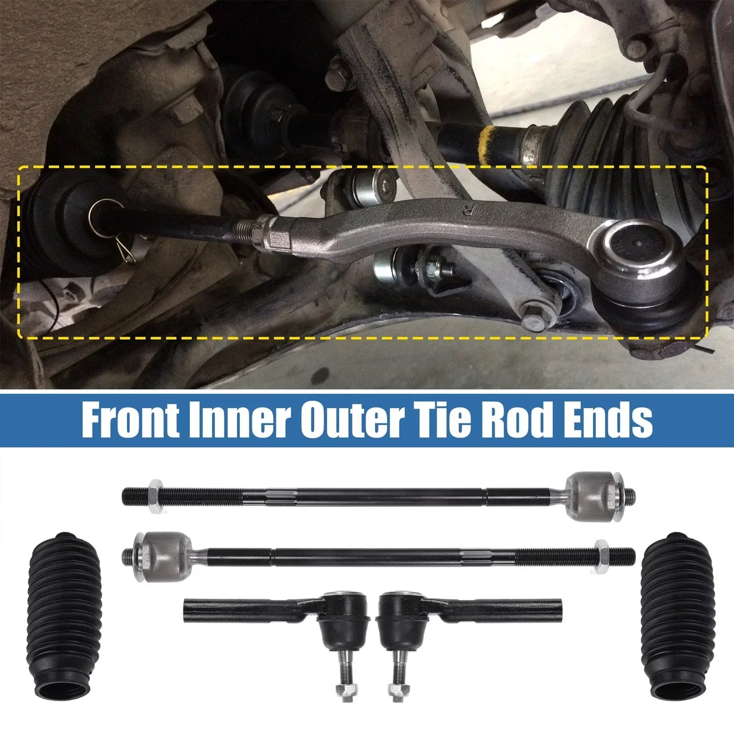 6pcs Front Inner Outer Tie Rod Ends for Dodge Grand Caravan (2008-2020)