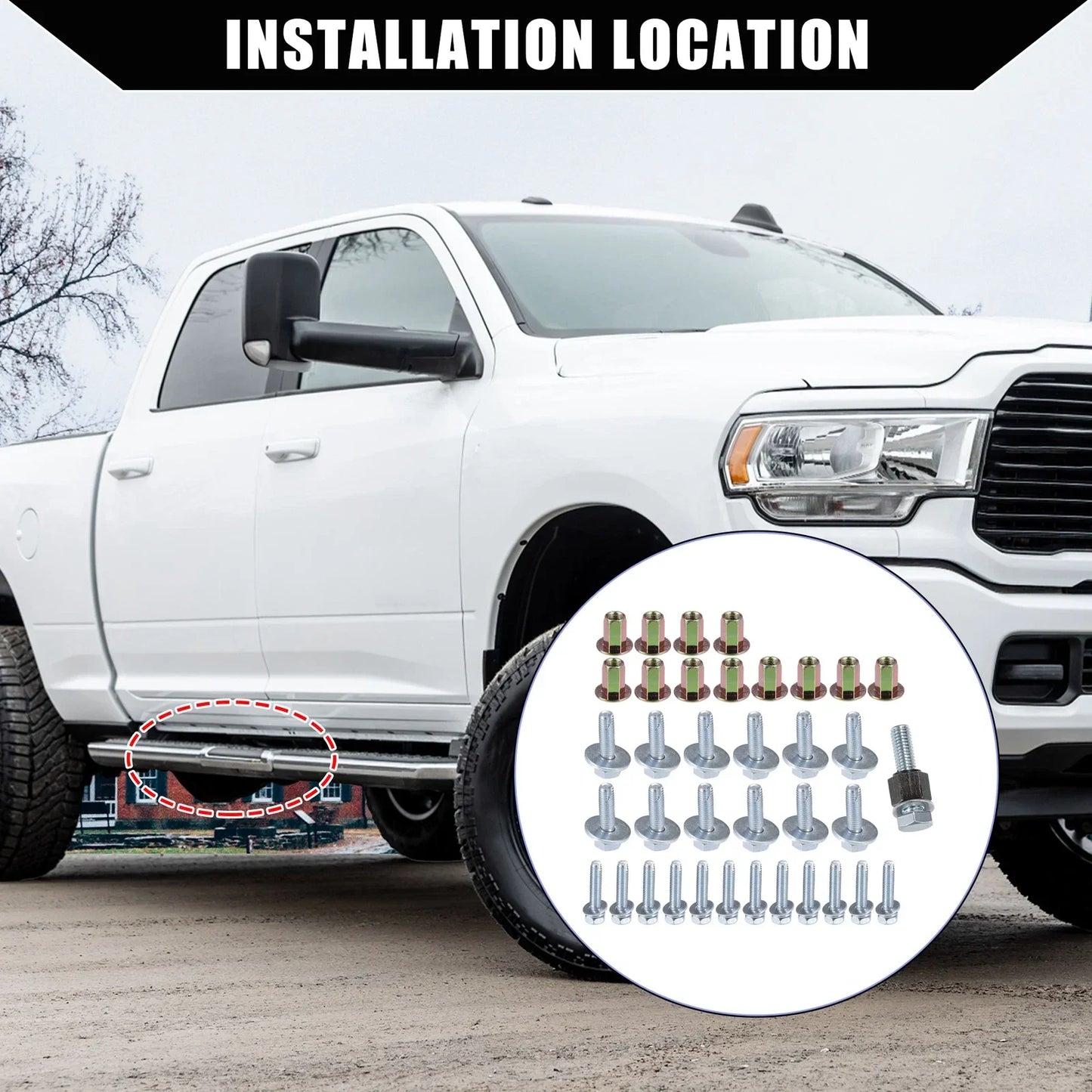 Car Pedal Screw Mountings for Dodge Ram 1500 2500 (2010-2023) - 1 Set