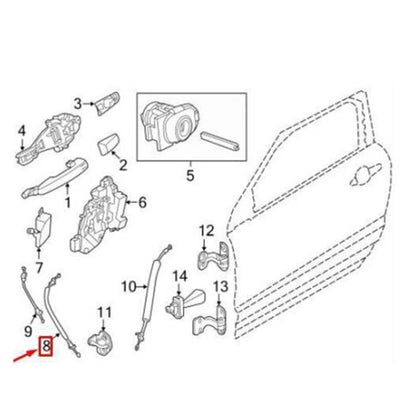 Front Door Lock Cable for Land Rover Range Rover Evoque (2012-2019)