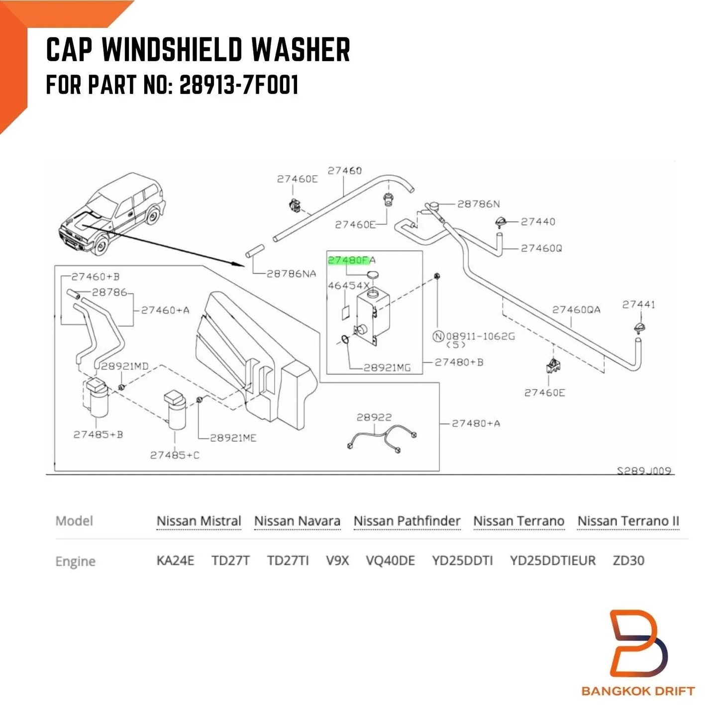 55mm Windshield Washer Tank Cap for Nissan Navara D40 R51 (2005-2015)
