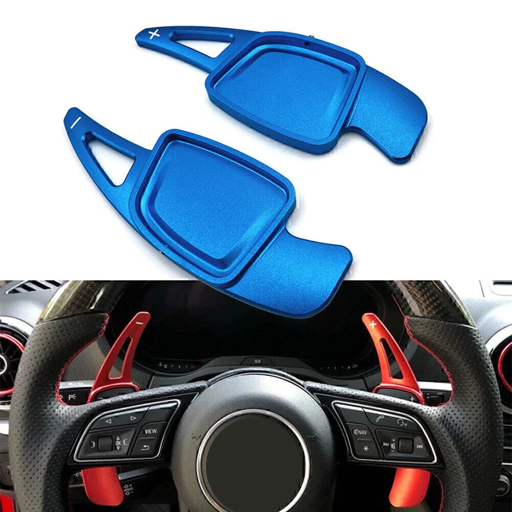 Blue Aluminum Steering Wheel Paddle Shifter Extensions for Audi A6 A7 A8 S4 S5 (2019-2023)