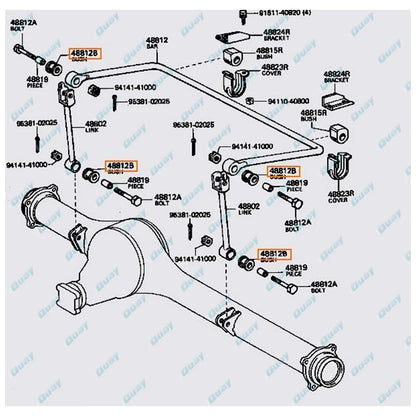 Rear Stabiliser Sway Bar Link Pin +Rubber Bush Kit Left & Right for Land Cruiser