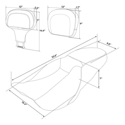 Black Driver Passenger Seat + Backrest for Harley Road Street Glide (2009-2023)