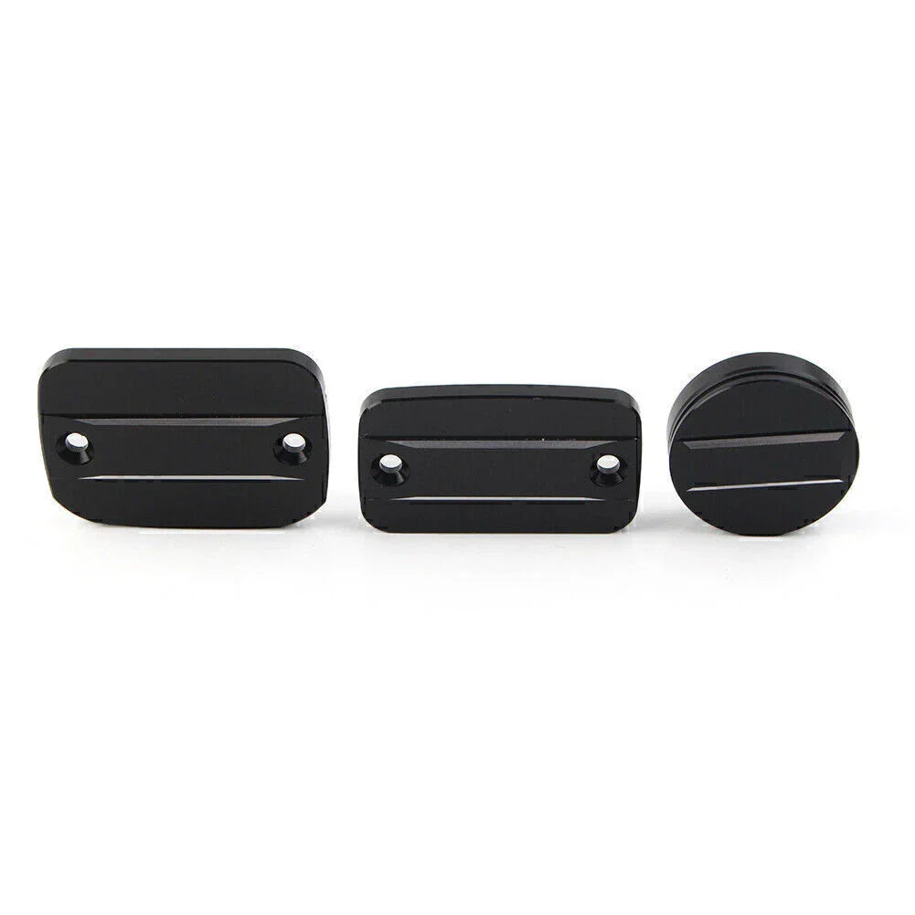 Black Front Brake Clutch Fluid Reservoir Cap & Rear Brake Cover for Scrambler 1100