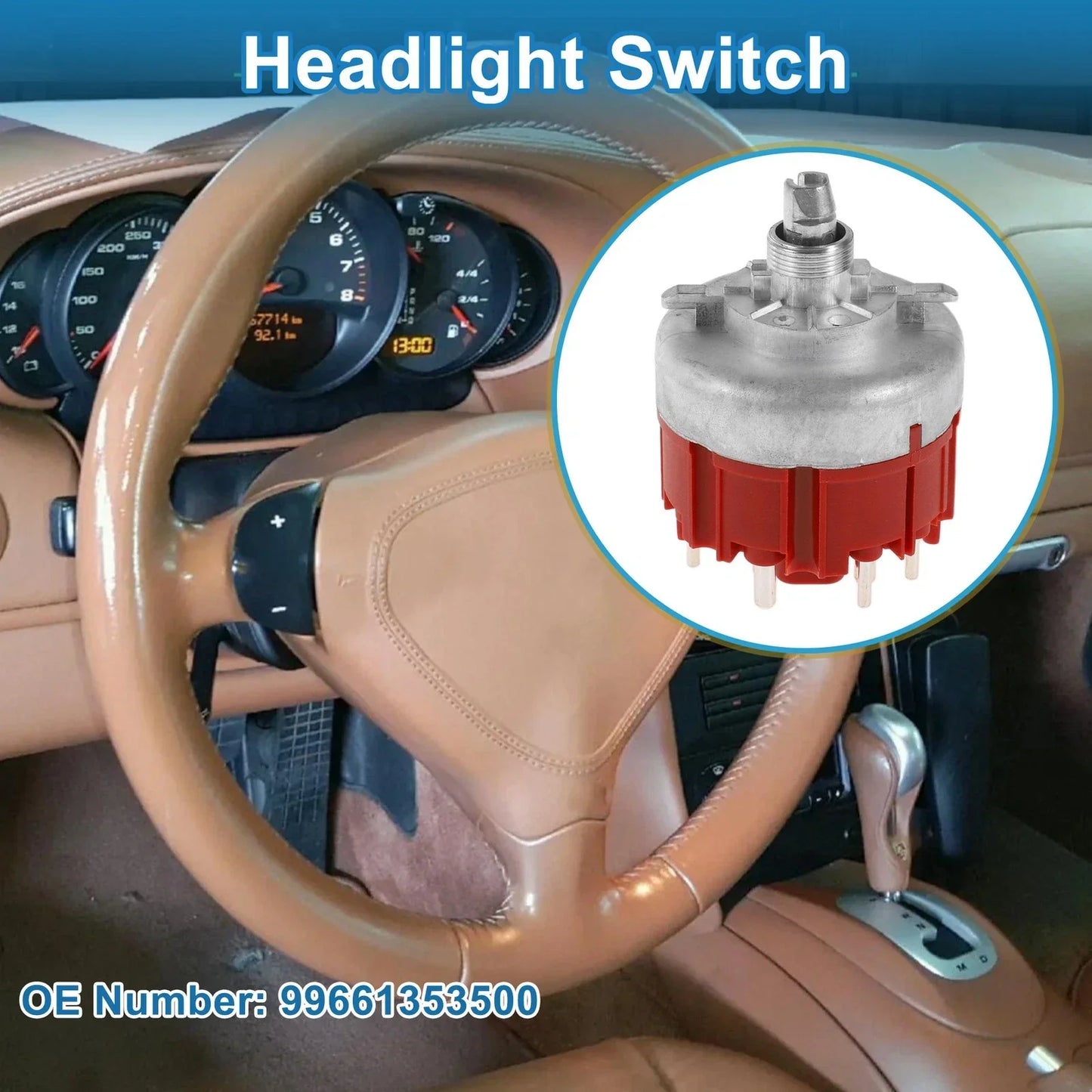 Headlight Switch for Porsche 911 (1999-2004) - Dimmer Switch, Red