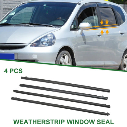 4 x Weatherstrip Window Seal for Honda Fit (2015-2020) Black