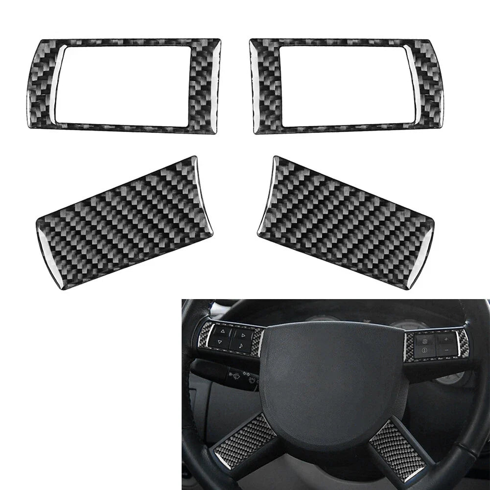 4pcs Carbon Fiber Steering Wheel Cover Trim for Chrysler 300 300C (2005-2010)