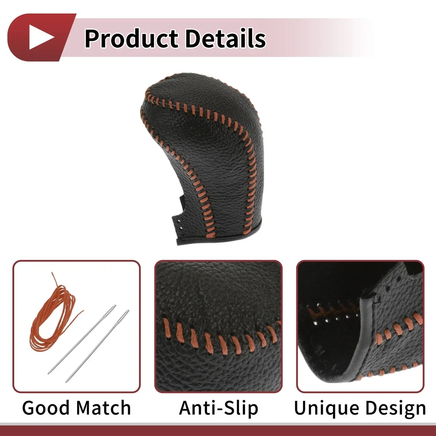 Car Gear Shift Knob Cover for Hyundai Tucson 2015-2018 Black Brown Faux Leather