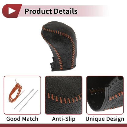 Car Gear Shift Knob Cover for Hyundai Tucson 2015-2018 Black Brown Faux Leather