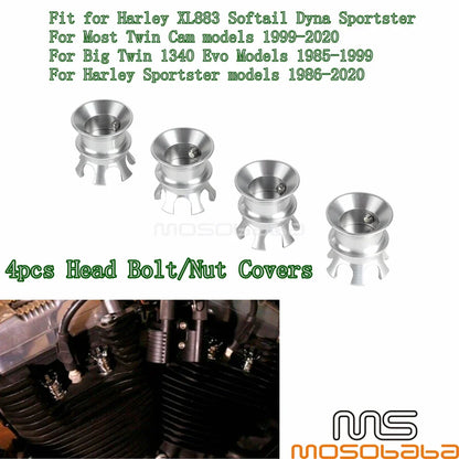 4 Pcs Head Bolt Engine Cover Nut Caps for Harley Twin Cam Big Twin 1340 Evo