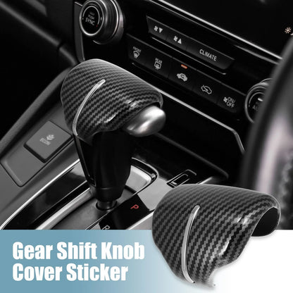 Gear Shift Knob Cover Sticker for Honda CR-V (2017-2023) - Carbon Fiber Silver Tone