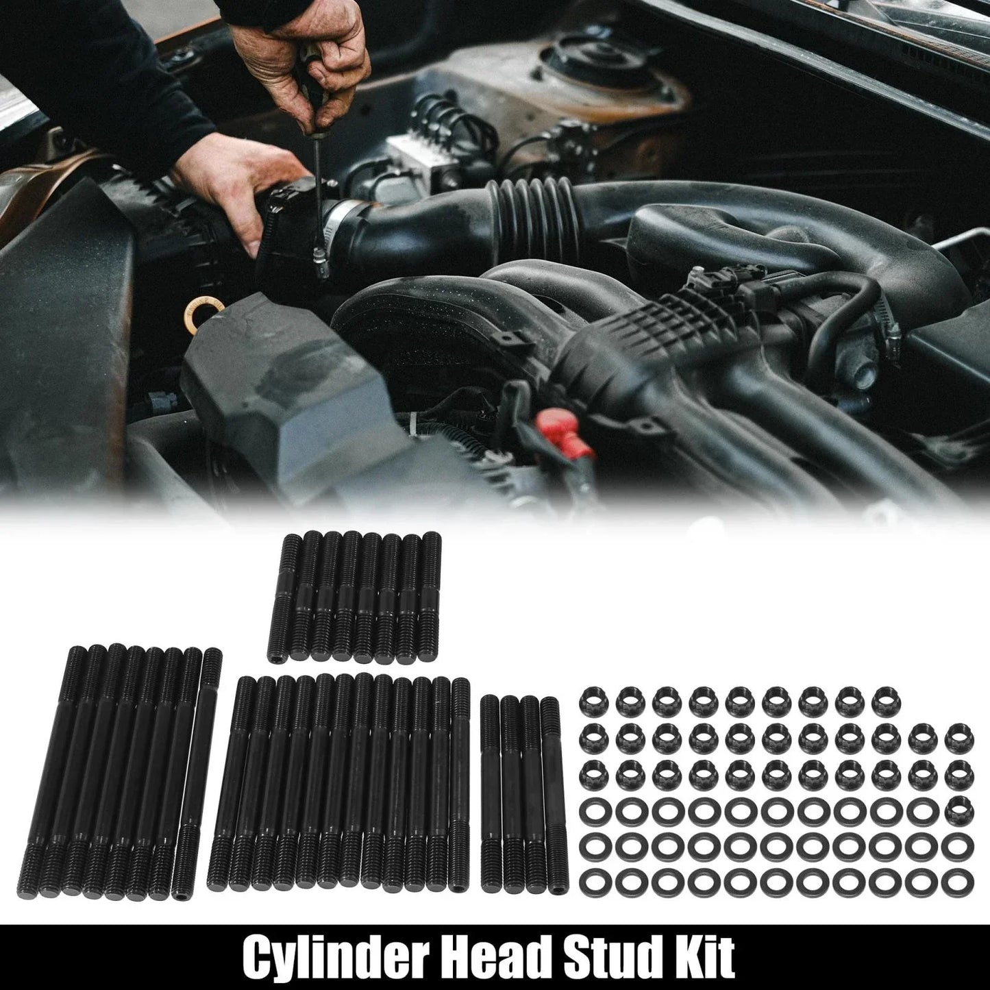 Black Metal Cylinder Head Stud Kit for Chevy BBC 454