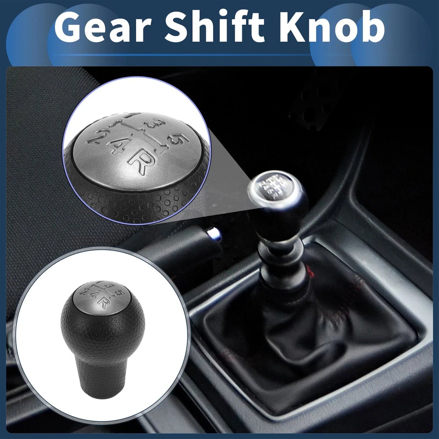 5 Speed Gear Shift Knob for Honda Fit (2002-2008) - Plastic Black Titanium Tone