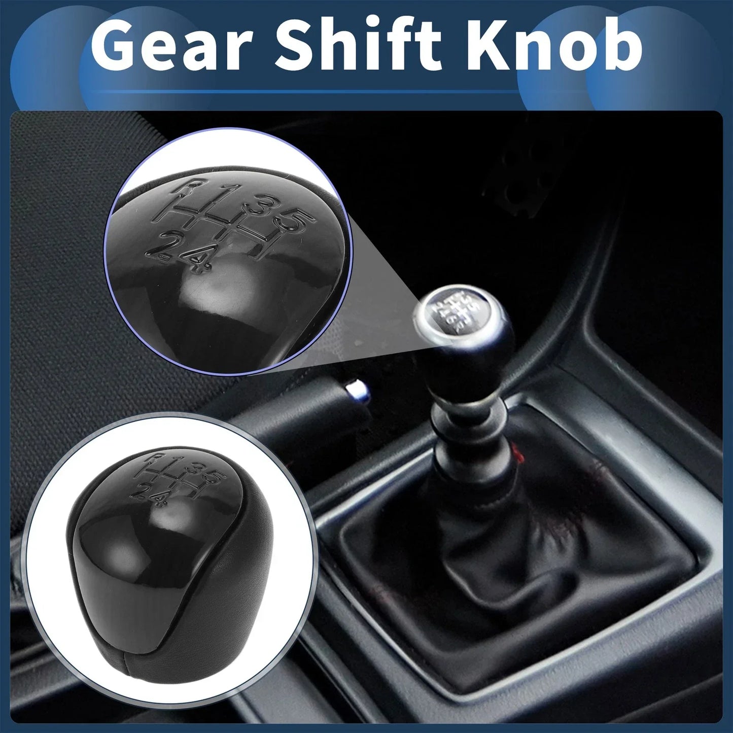 5 Speed Gear Shift Knob for Hyundai Elantra (2008-2009) - Plastic Faux Leather