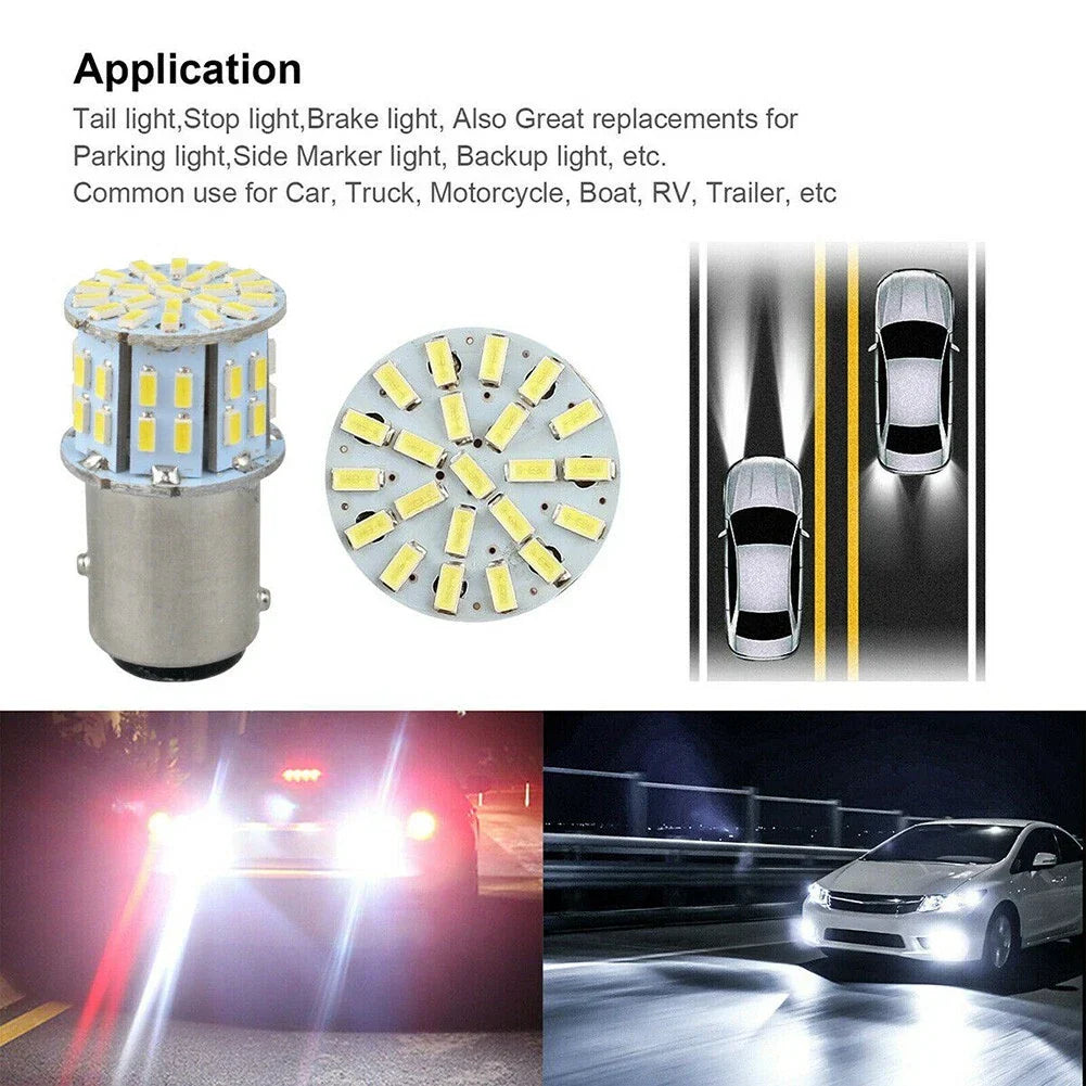 1157 BAY15D 4pcs 50SMD LED Tail Stop Light Bulbs 6000K Pure White for Vehicles