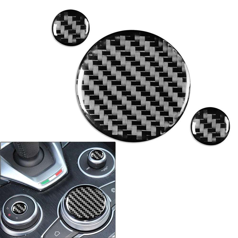 3 x Center Console Multimedia Knob Cover Trim for Alfa Romeo Giulia (2020-2021)