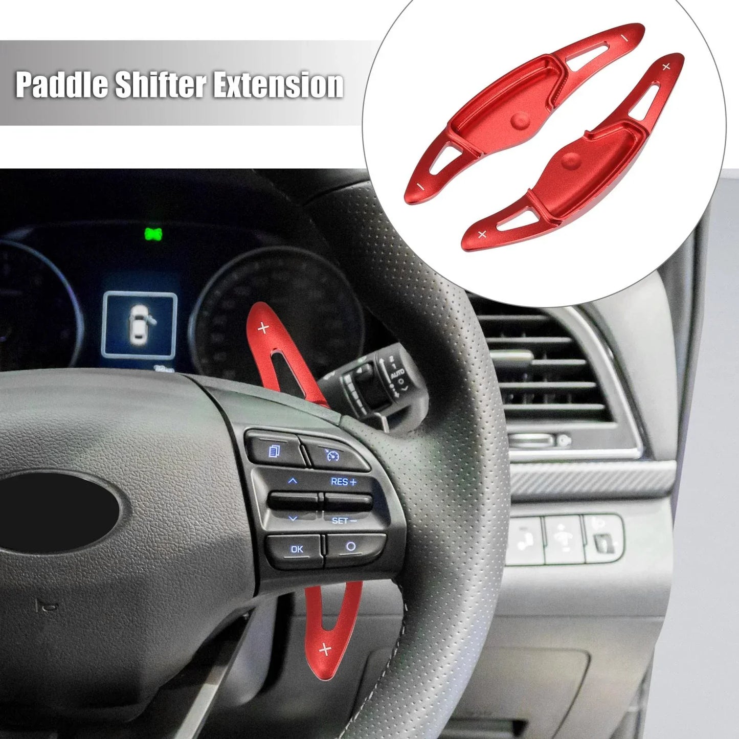 Steering Wheel Paddle Set for Hyundai Elantra Sport (2017-2019) Aluminum Red