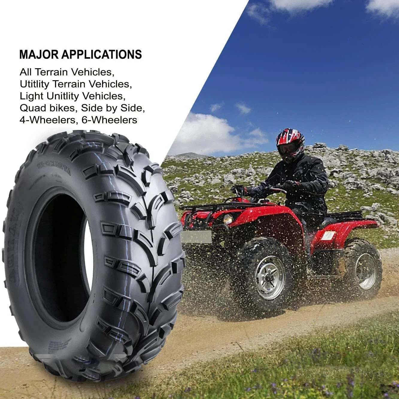 25x8-12 WANDA Front Tire for ATV, Mower, Buggy, Go Kart