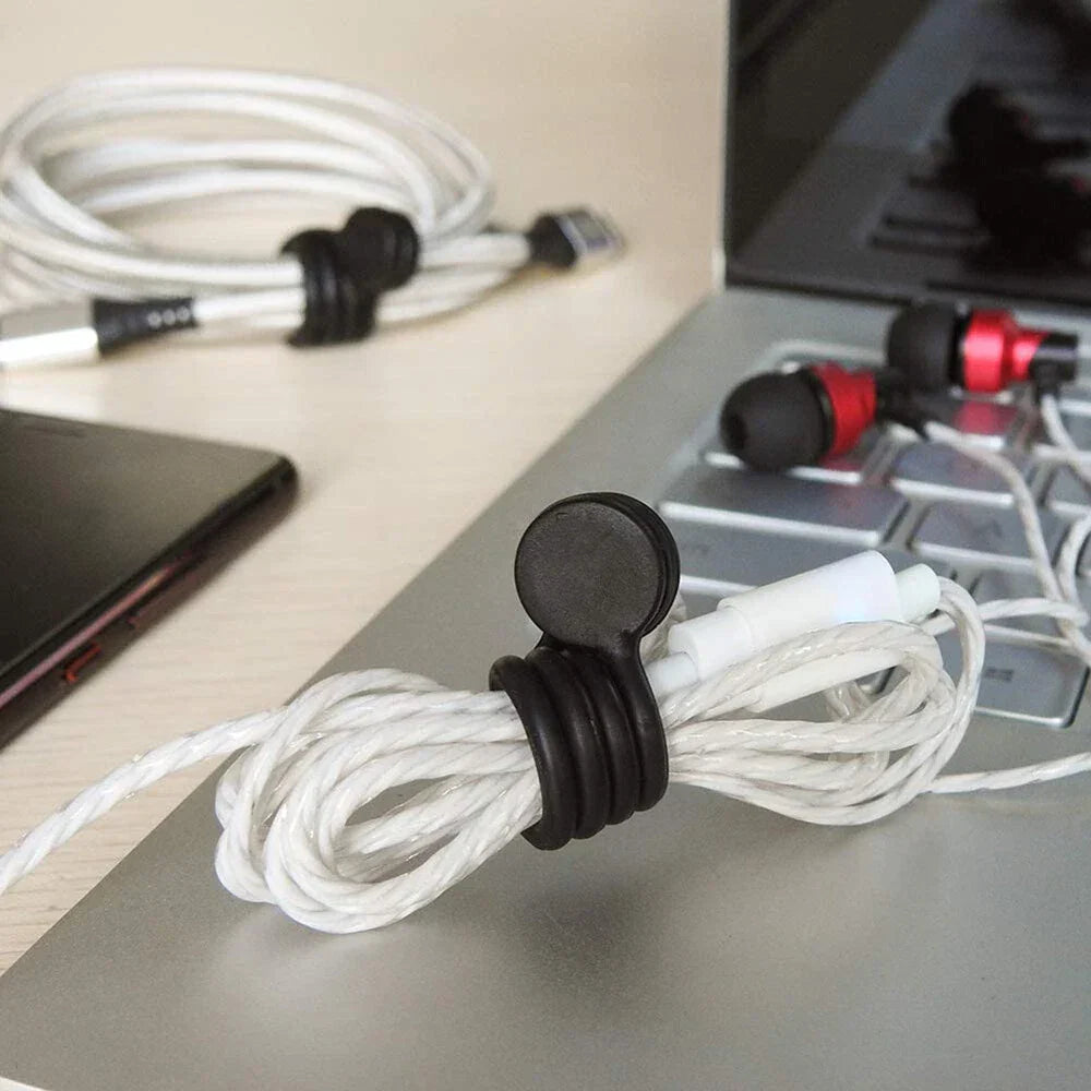 20 x Reusable Silicone Magnetic Twist Ties for Organizing - Black