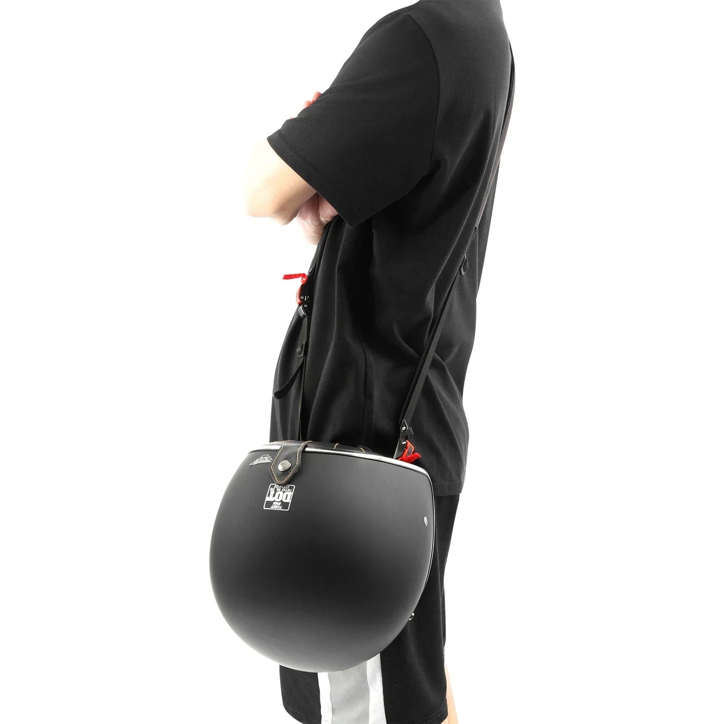 Helmet Strap Carrier for Motorcycle, Black, Hands-Free, Breathable Polyester