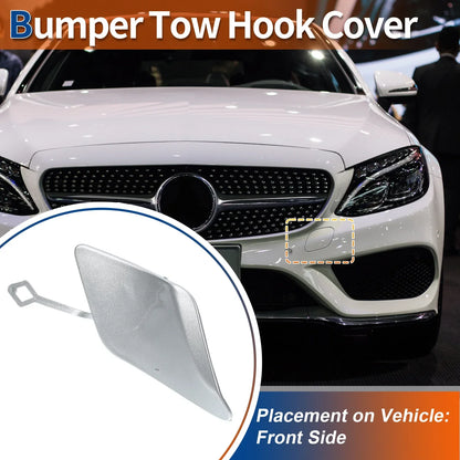 Front Bumper Tow Hook Cap for Mercedes-Benz C250 (2012-2015) Silver Tone