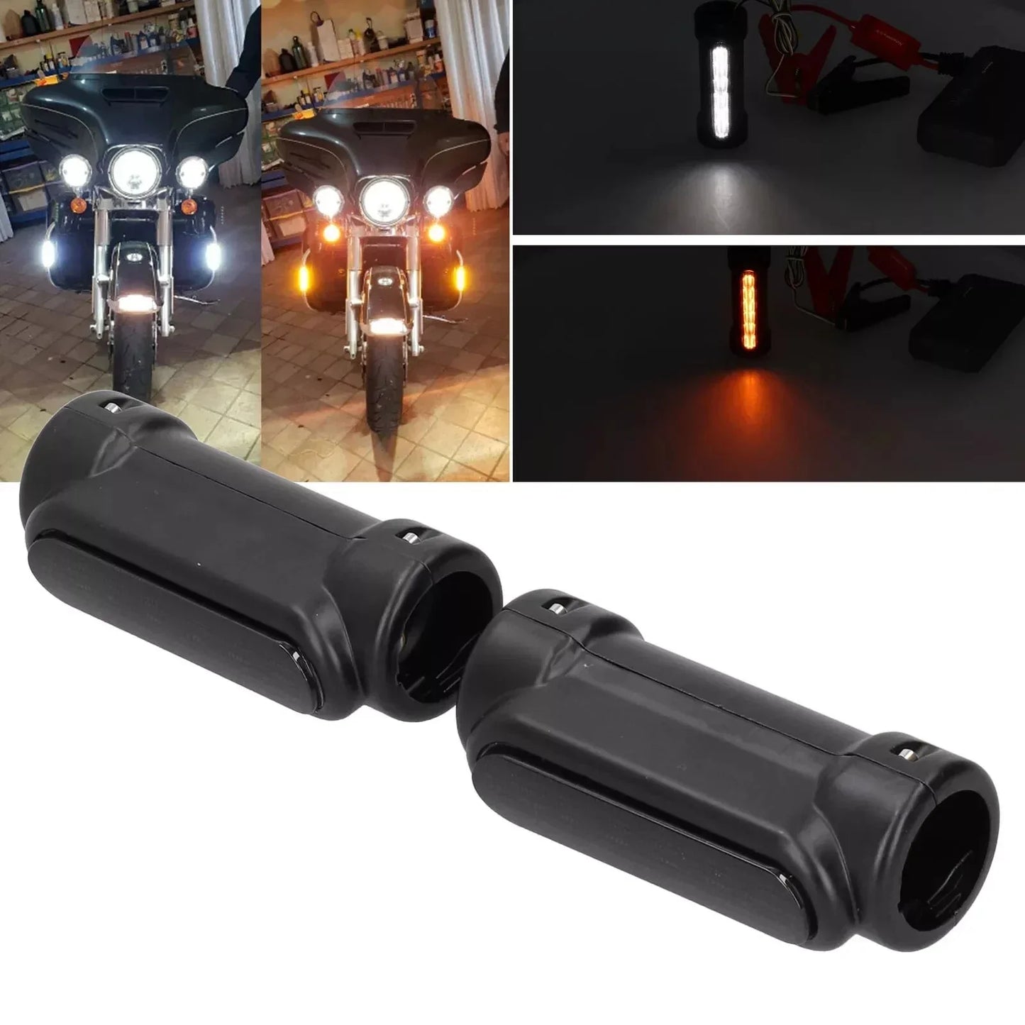 1.25in LED Light Tube Clip Lamp for Highway Crash Bar - White DRL Amber Signals