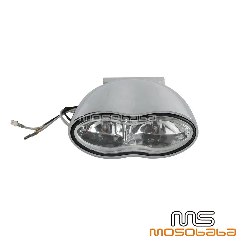 Chrome Universal Wave Dual Hi/Low Beam Headlight for Harley Chopper Softail Dyna