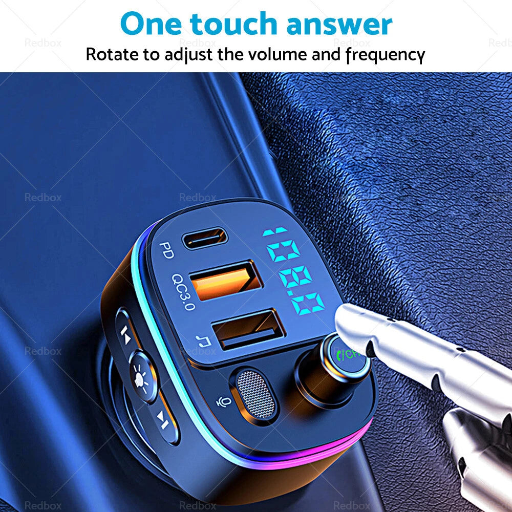 Bluetooth FM Transmitter Car Radio Adapter with USB Charger for Vehicle