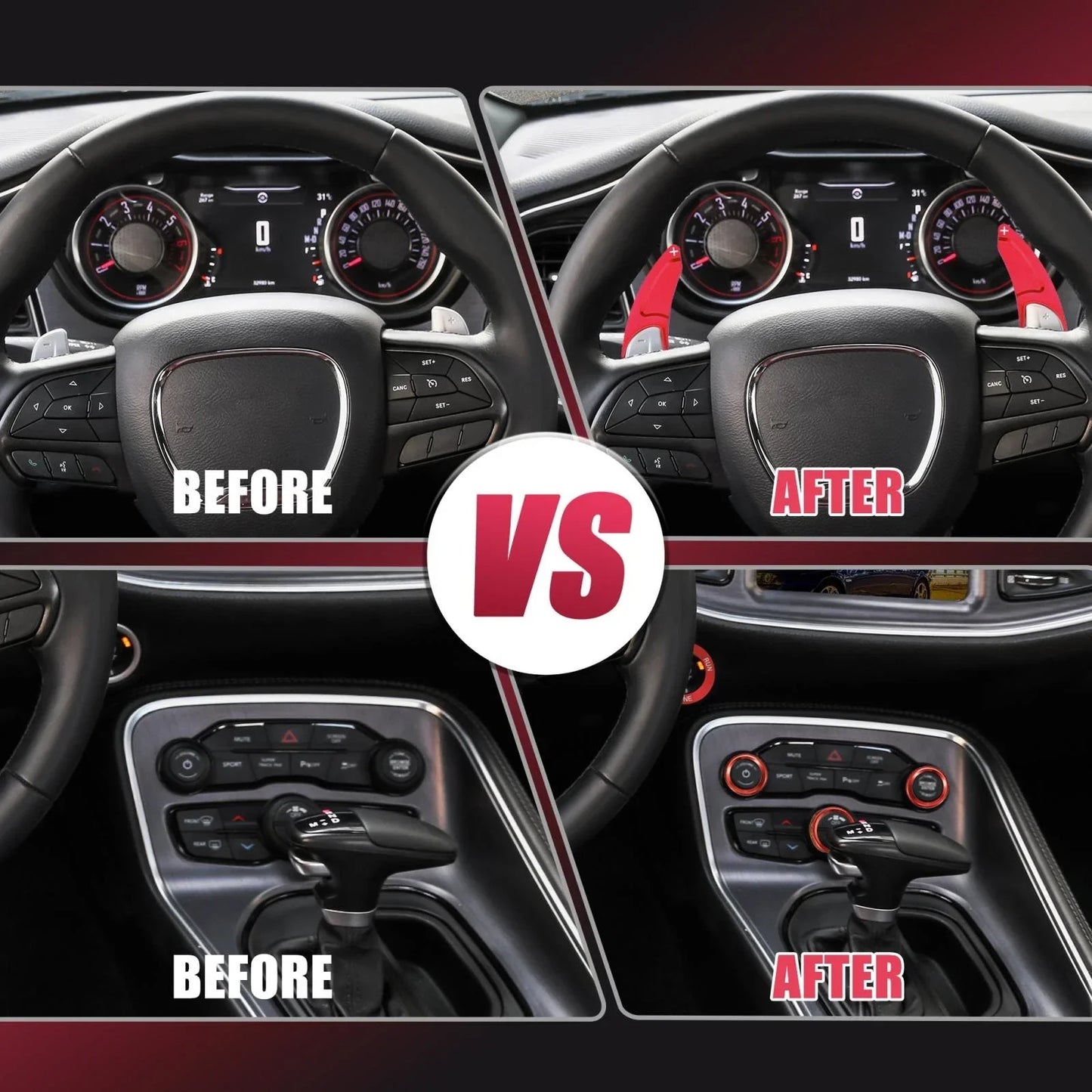 Steering Wheel Shift Paddle Extension Trim Set for Dodge Challenger (2015-2023)