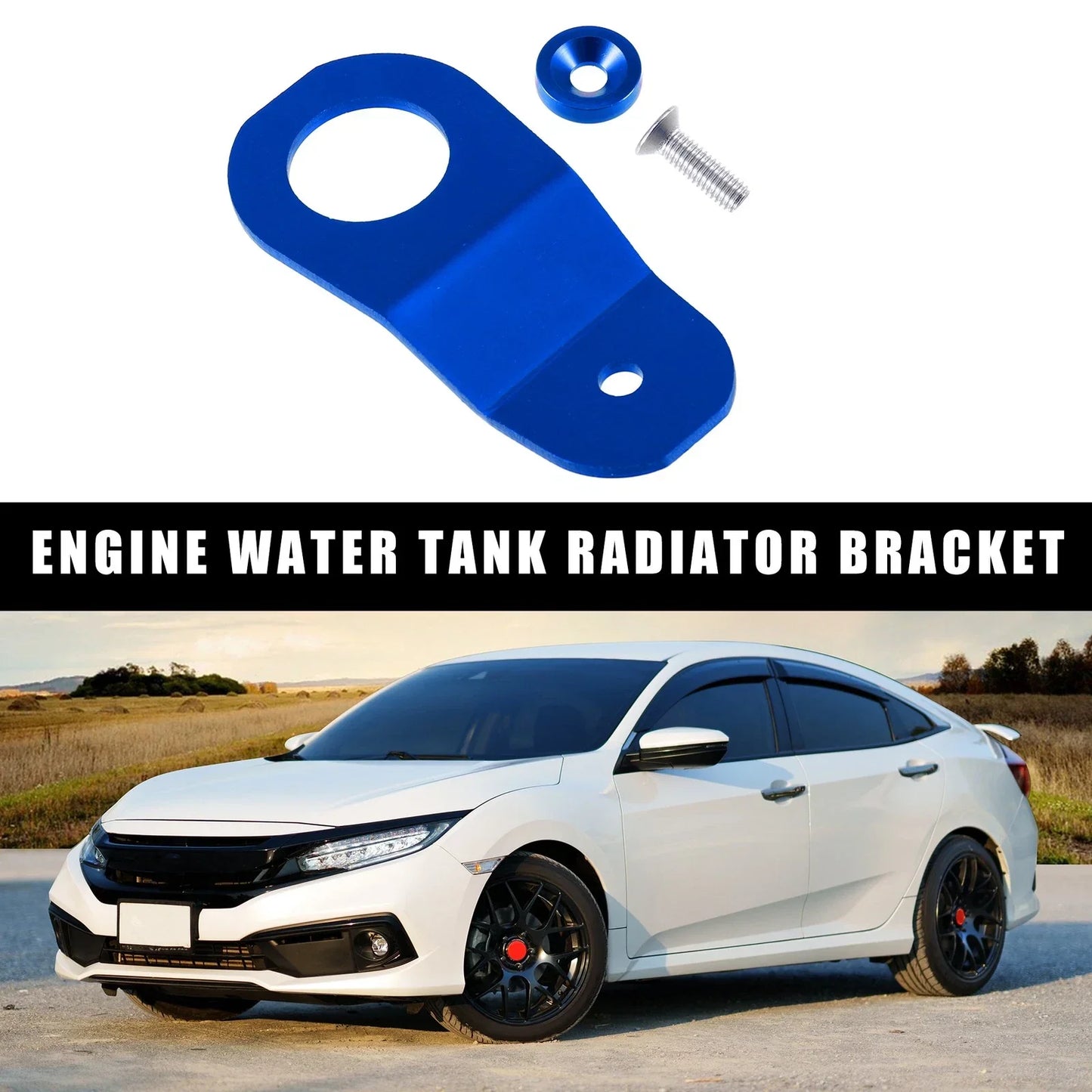 Engine Water Tank Radiator Bracket for Honda Civic (2001-2005) - Aluminum Blue