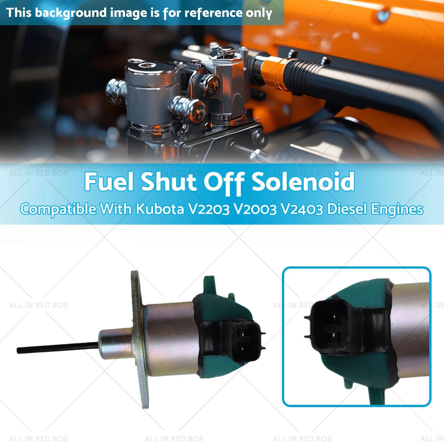 12V Fuel Shut Off Solenoid for Kubota V2203 V2003 V2403 Diesel Engines