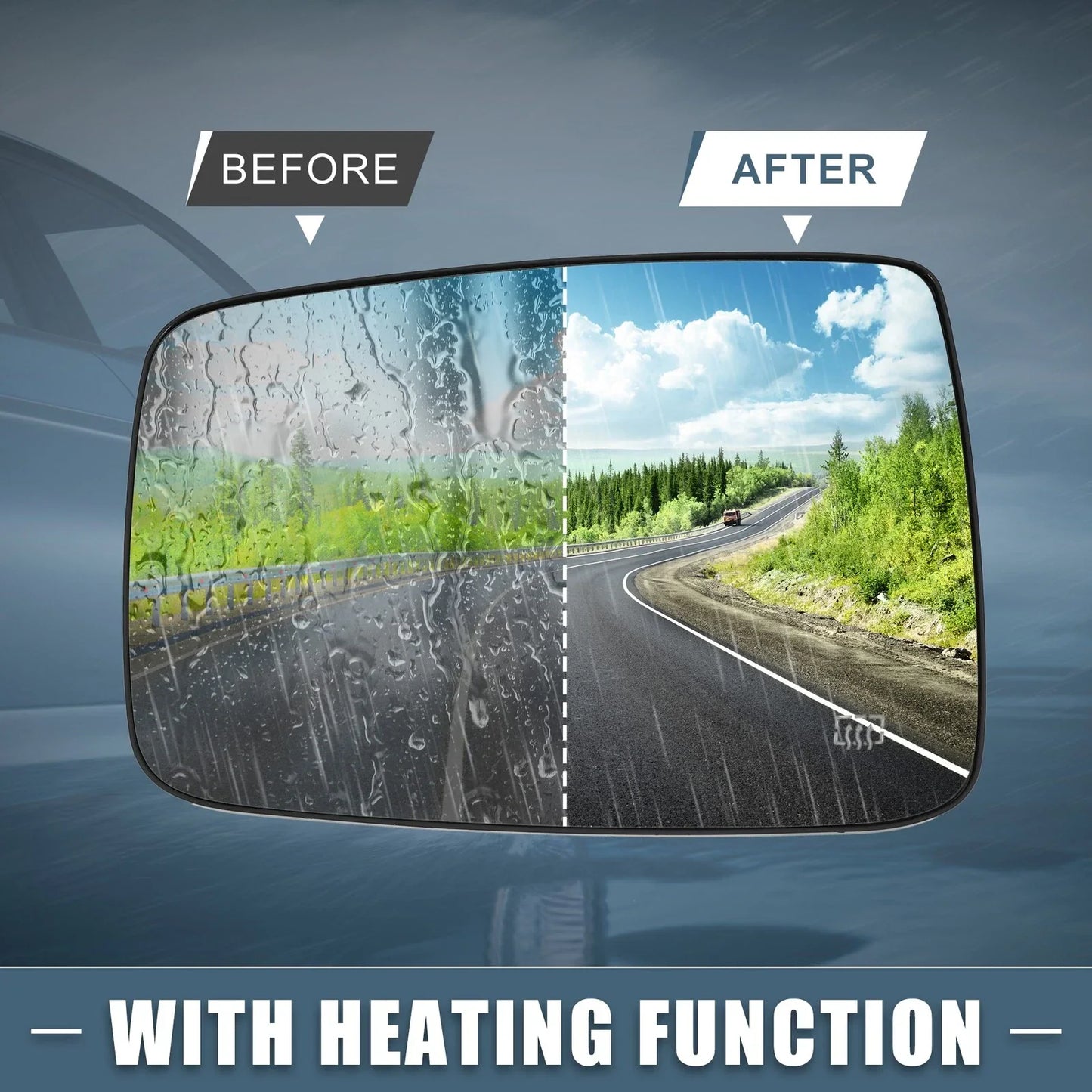 Heated Mirror Glass Left Side for Dodge Ram 1500 2500 (2009-2018)