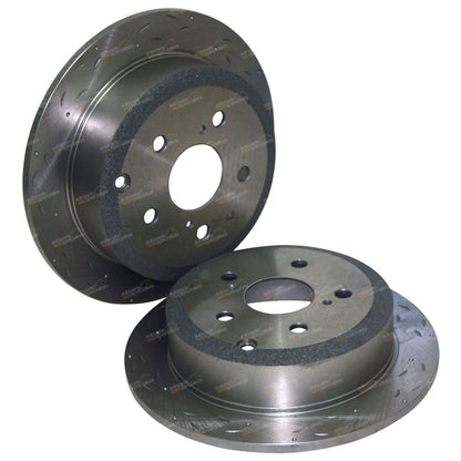 Rear Drilled + Slotted Disc Brake Rotors for Toyota Aurion GSV40 (2006–2012)