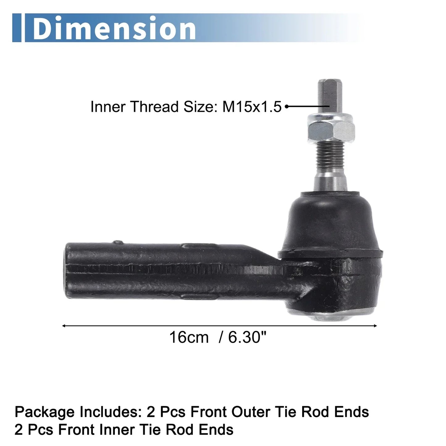 2 x Front Outer Tie Rod End Links for Dodge Dakota (2000-2004)