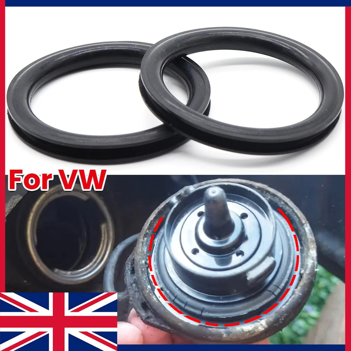 2pcs Fuel Tank Cap Rubber Gasket Seal for VW Golf Jetta Passat (2010–2020)