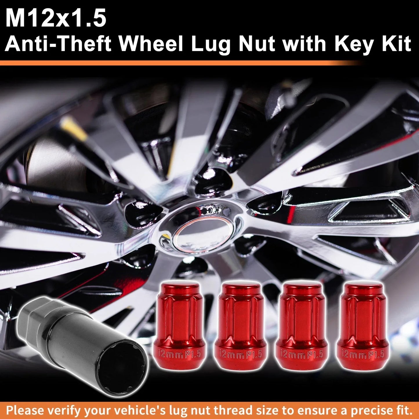 M12x1.5 Tire Wheel Locking Nut Set with Socket Key for Honda, Toyota (2010-2023)