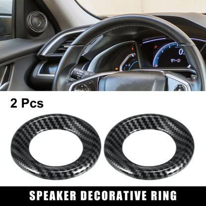 2 x Car Loudspeaker Circle Trims for Honda Civic (2016-2023) - Carbon Fiber Black