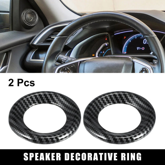 2 x Car Loudspeaker Circle Trims for Honda Civic (2016-2023) - Carbon Fiber Black