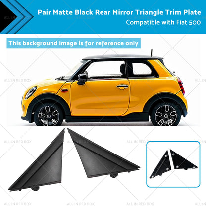 Black Matte Rear Mirror Triangle Trim Plate for Fiat 500 (2012-2019)
