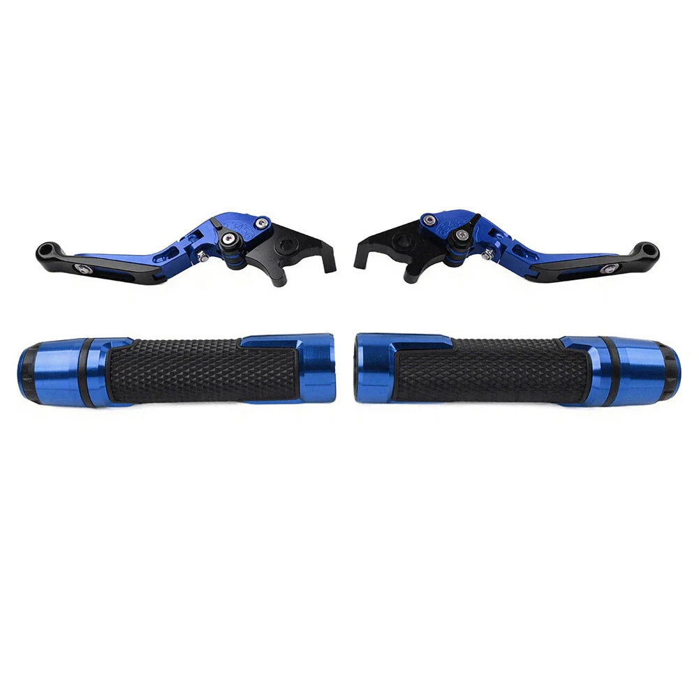 Blue Brake Clutch Lever Handlebar Grip Set for Yamaha MT-15, XSR155 (2019-2023)