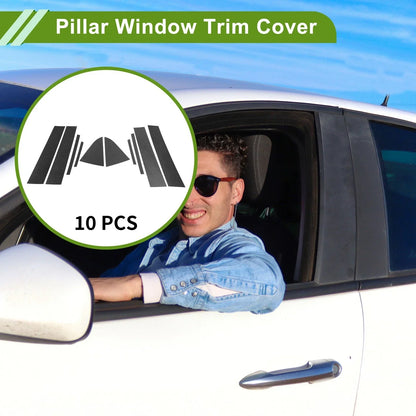 10 x Pillar Window Trim for Chevy Cruze (2011-2015) Carbon Fiber Black